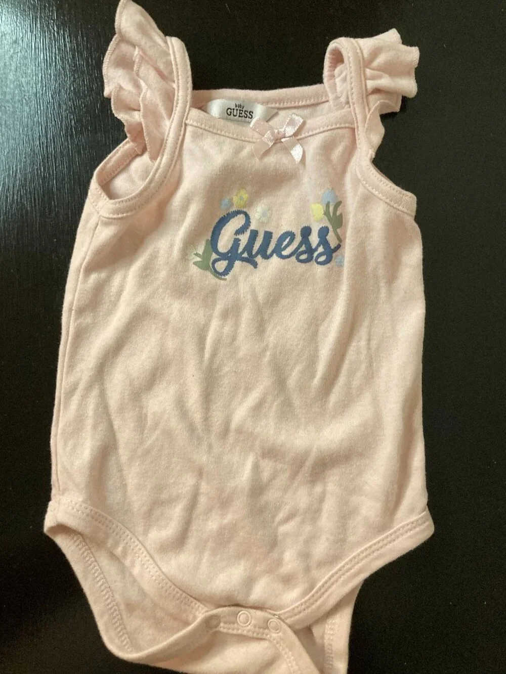 Baby Guess Infant Light Pink Sleeveless Bodysuit Ruffle Shoulder - Size 6-9M